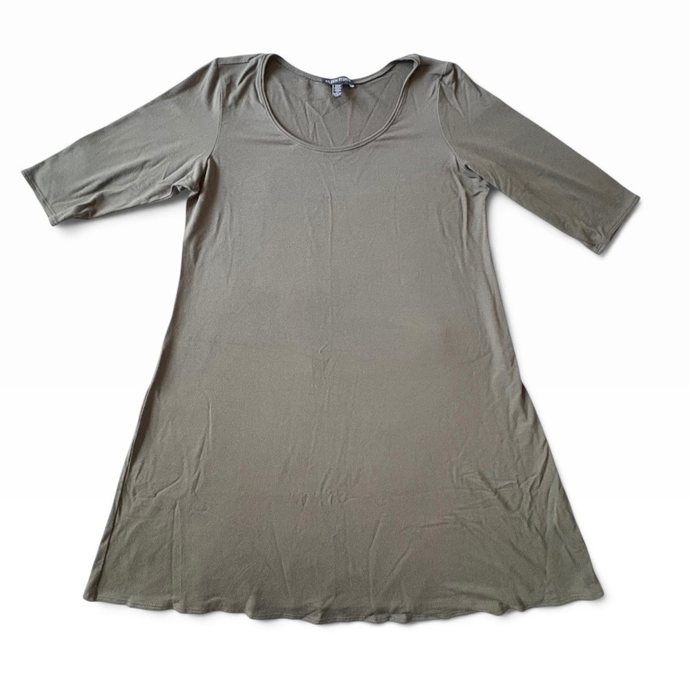 Eileen Fisher Tunic Top Size Small Olive Green Stretch Viscose/Spandex Blouse